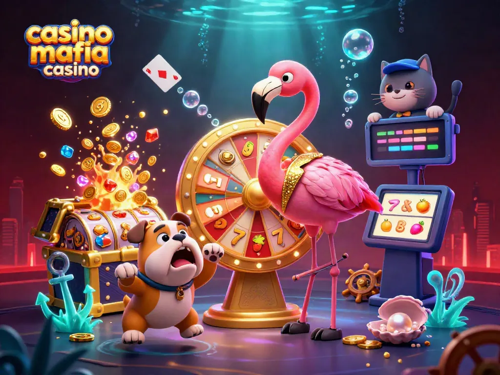 Spin to win at casino mafia casino with colorful slot reels and exciting prizes