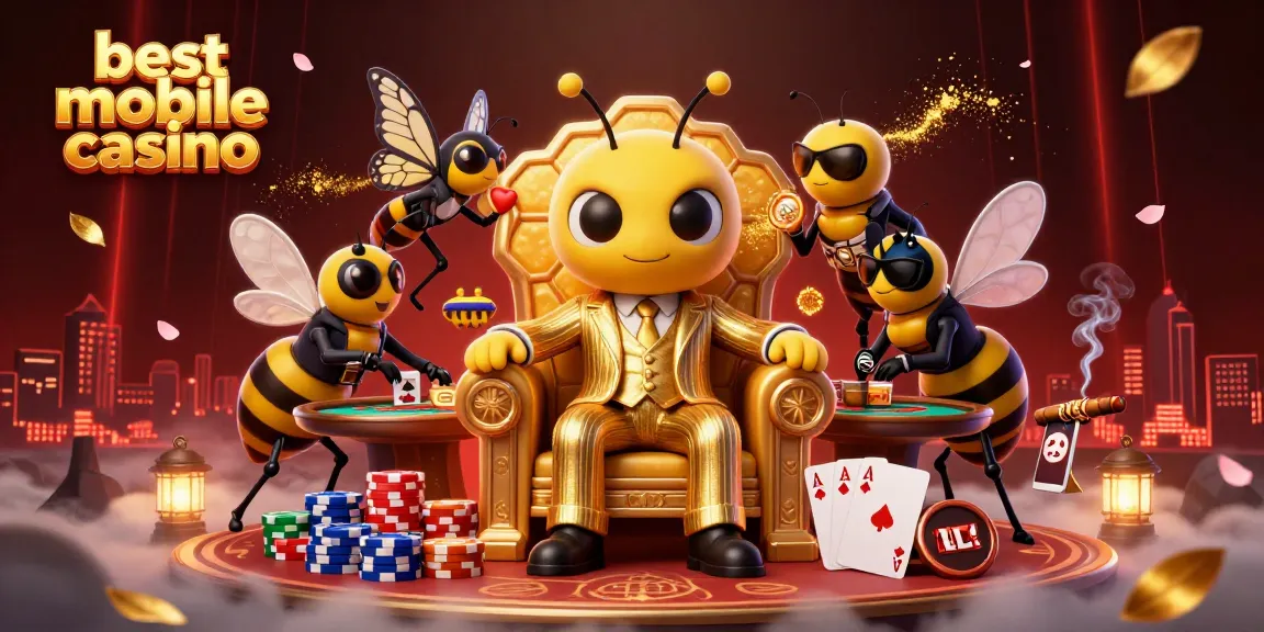 Engage with the best mobile casino through a vibrant 3D game scene featuring a bumblebee mob boss.