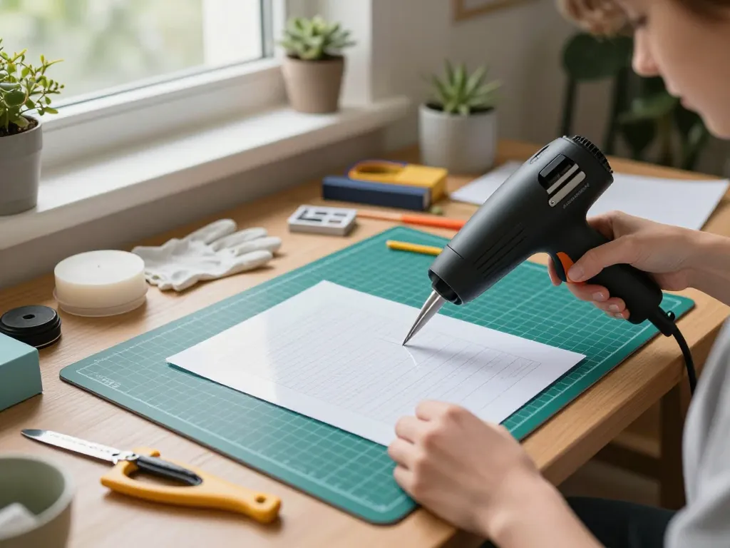 cách gỡ miếng ép plastic tại nhà using scissors and heat gun in a cozy DIY workspace