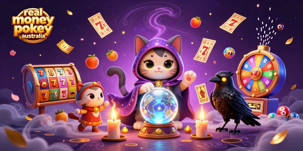 Engage with real money pokies Australia in an enchanting casino setting filled with vibrant symbols and mystical characters.