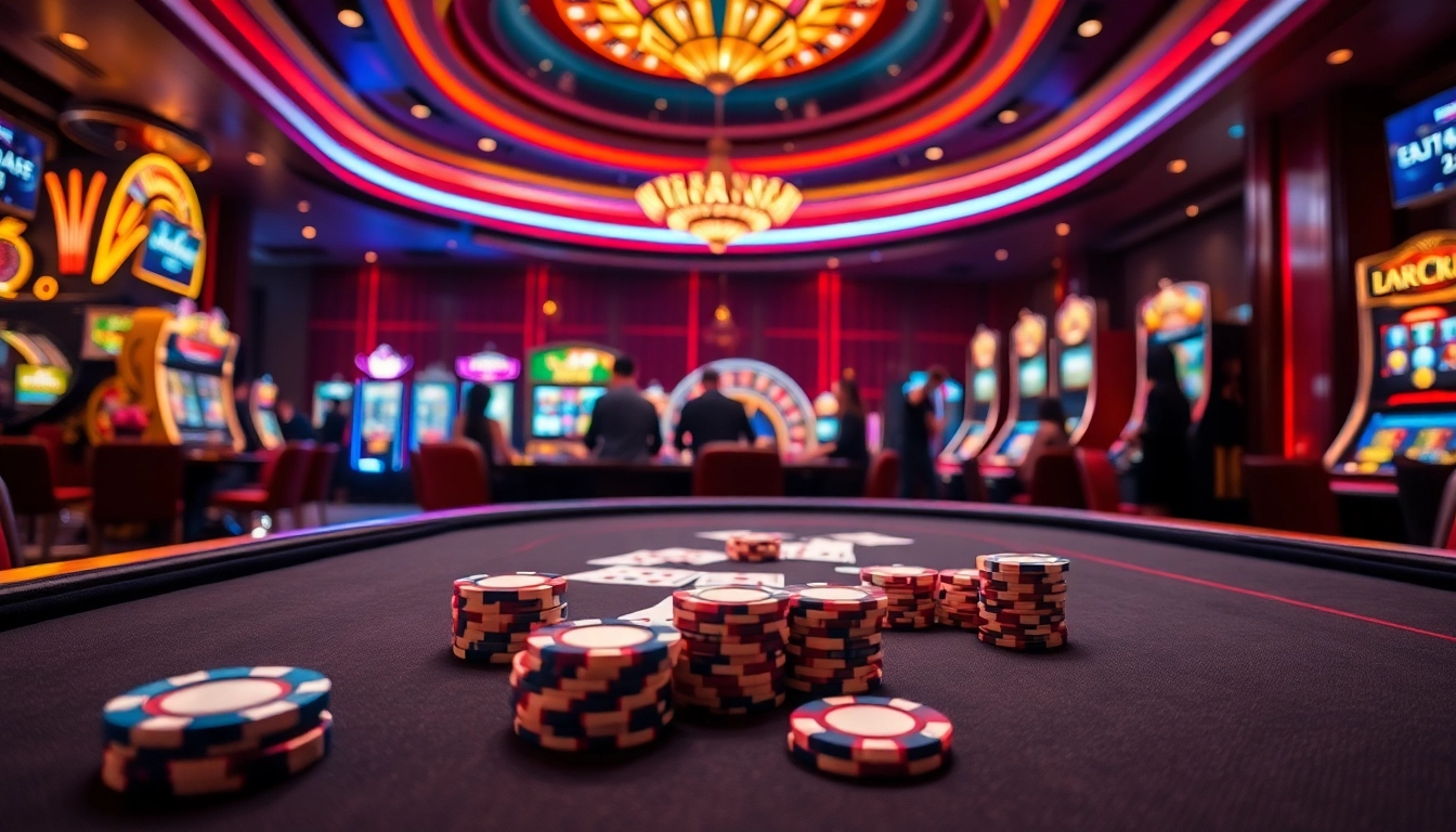 Experience thrilling gameplay at uu88 company with vibrant casino tables, poker chips, and online betting interfaces.