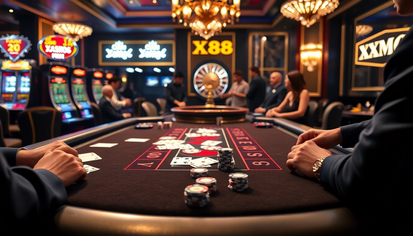 Experience high-stakes baccarat action at XX88, featuring luxurious gameplay and vibrant casino elements.