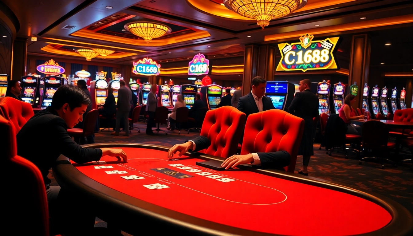 C168 players engaging in a thrilling poker game in an upscale casino environment.